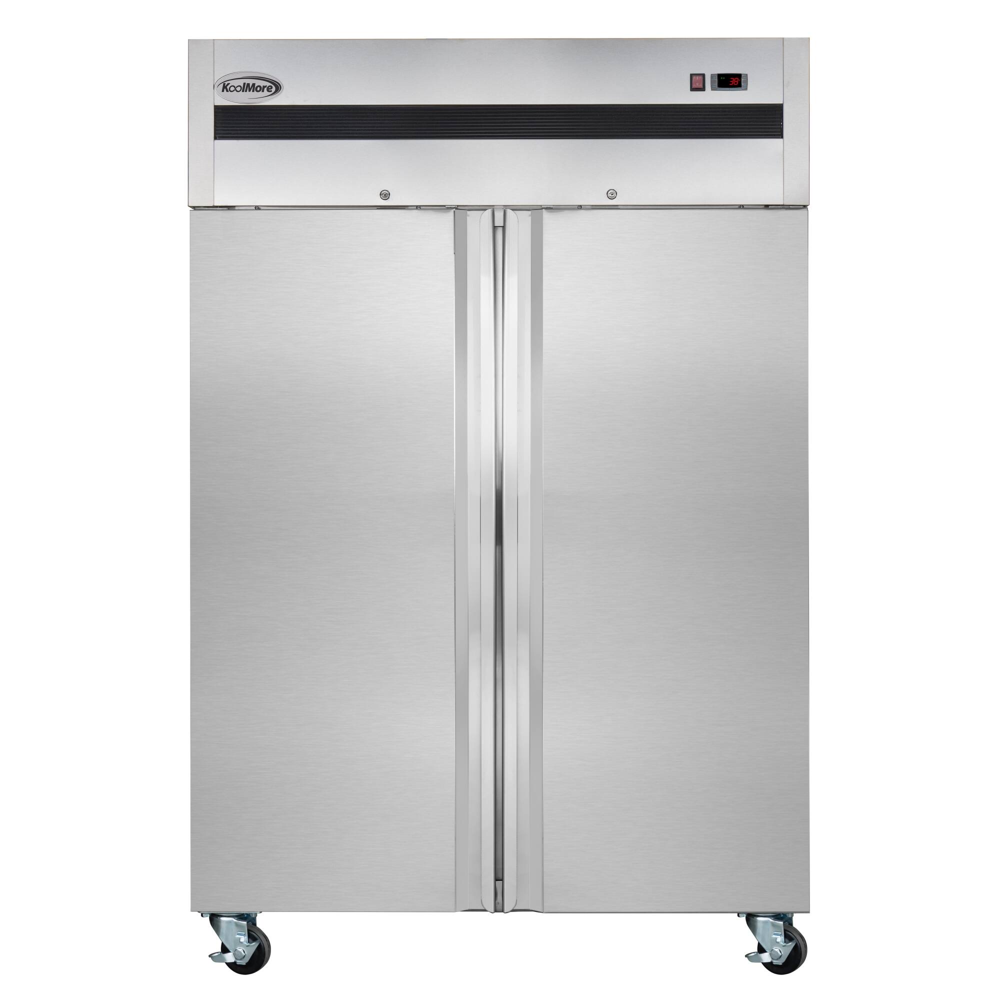 Front. Koolmore - 54 in. Two-Door Commercial Reach-In Refrigerator with Top-Mounted Compressor, 49 cu. ft. in Stainless-Steel - Stainless steel.