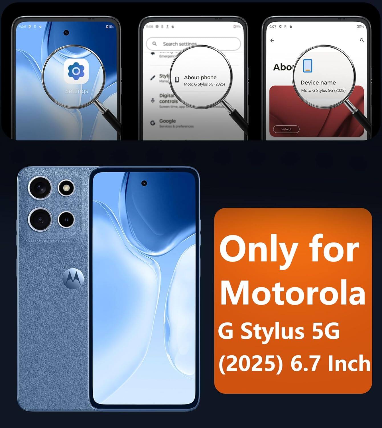 GOE 0 0m BOs 9% 007 gIm

Search settings

Settings

Emergency

Stylus

About phone

Moto G Stylus 5G (2025)

Digital controls

Screen

Device name

Moto G Stylus 5G (2025)

Google Services & privacy

Only for Motorola G Stylus 5G (2025) 6.7 Inch