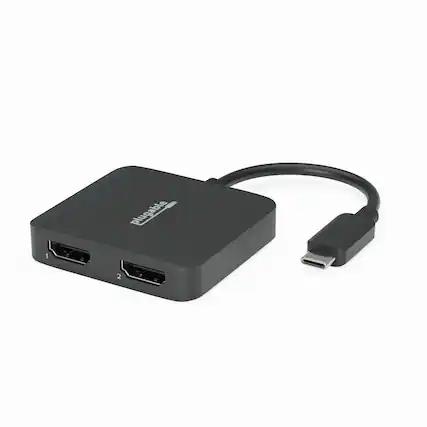 Front. Plugable - USB C to HDMI Adapter for Dual Monitors, 4K 60Hz USB C Hub for Windows and Chromebook, Driverless - Black.