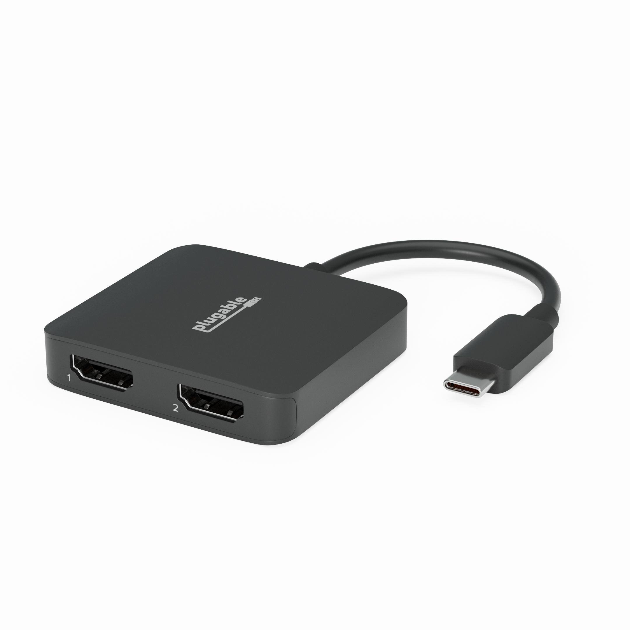 Front. Plugable - USB C to HDMI Adapter for Dual Monitors, 4K 60Hz USB C Hub for Windows and Chromebook, Driverless - Black.