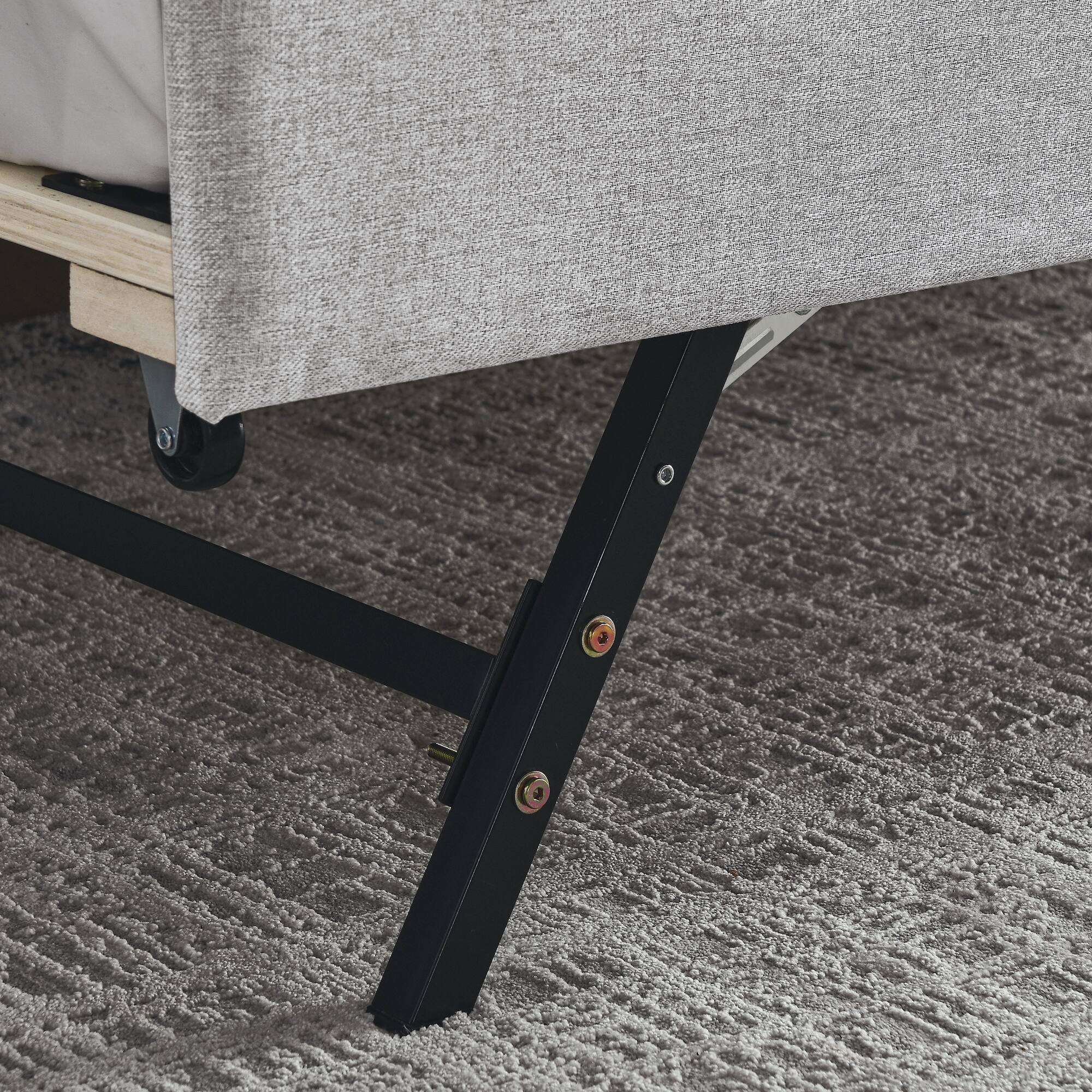 Alt View 9. Tiramisubest - Twin Size Upholstery DayBed with Twin Size Erectable Trundle and USB Charging Design, Linen Beige - Beige.