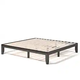Costway - King Size 14" Wooden Bed Frame Mattress Platform Wood Slats Support - Espresso
