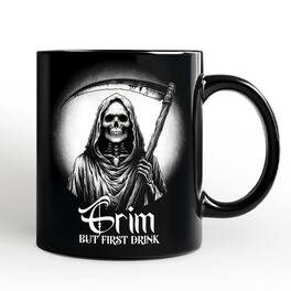 OrnamentallyYou - Grim Reaper Spooky Portrait Mug Horror Villain Theme Halloween Gift - Black
