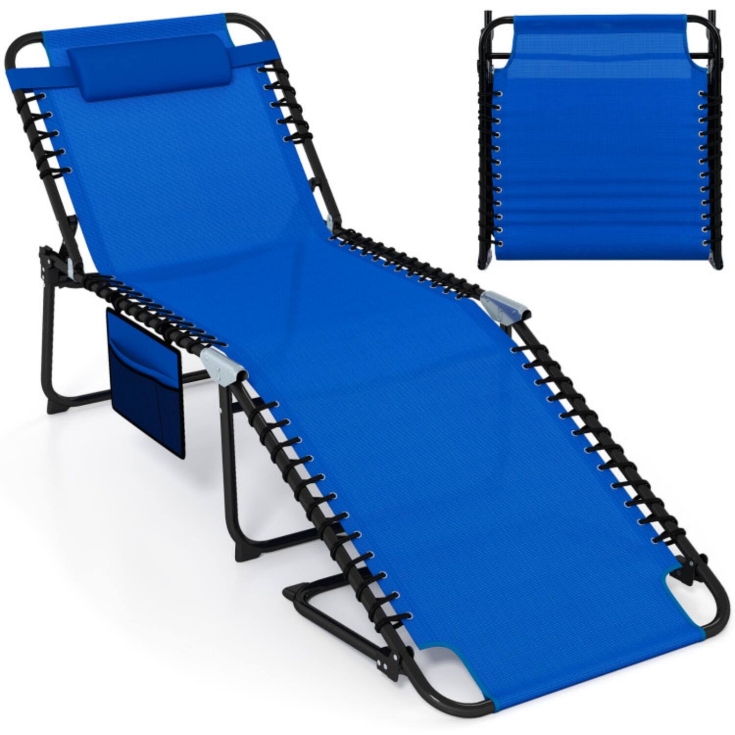 Alt View 2. Mondawe - 4-Position Folding Lounge Chaise w Adjustable Backrest & Footrest 440 lbs 27" Wide - Navy.