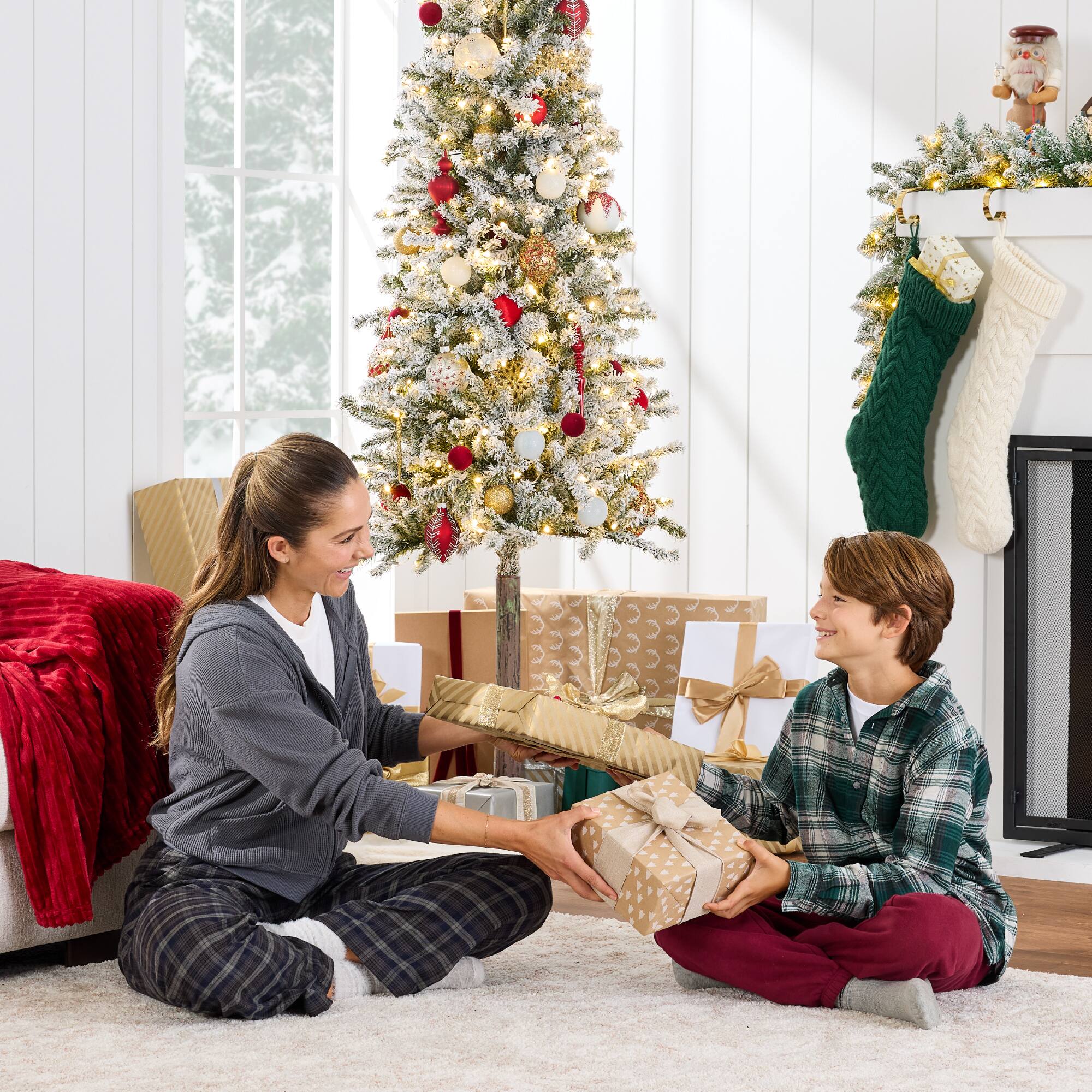 Alt View 3. Best Choice Products - Best Choice Products 7.5ft Pre-Lit Flocked Alpine Slim Pencil Christmas Tree w/ 350 LED Lights, Stand - Green & Flocked.