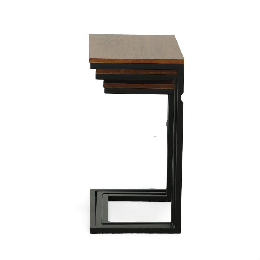 Alt View 3. Carolina Chair & Table - Addison Nesting Table Set - Chestnut Top - Black Base - Chestnut, Black.