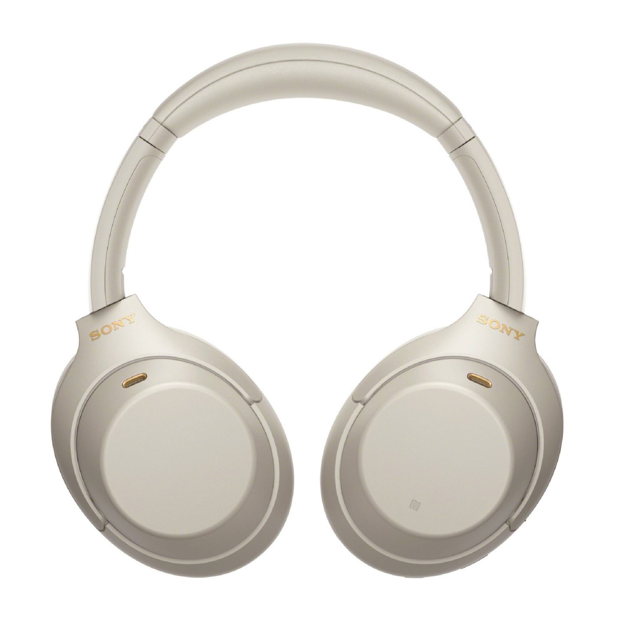 Sony - WH-1000XM4 Wireless Noise Canceling Over-Ear Headphones (Silver) Bundle - White