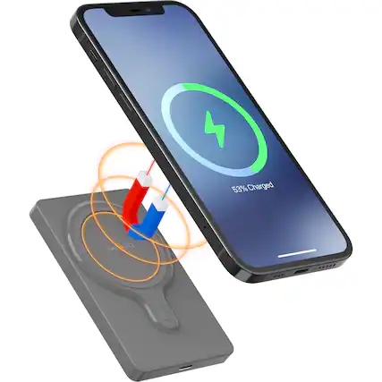 Alt View 1. myCharge - MagLock 3000mAh Internal Battery Wireless Portable Charger - Graphite.