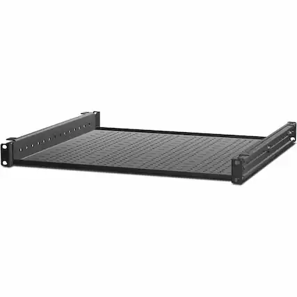 Front. APC - Adjustable Shelf 250lbs 16"-24" Deep Black - 1U Rack Height x 19" Rack Width - Black - 250 lb Maximum Weight Capacity - Black.