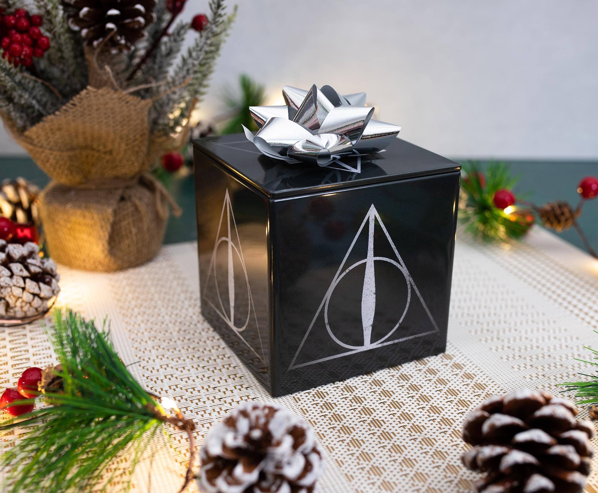 Alt View 10. Ukonic - Harry Potter Deathly Hallows Tin Storage Box Cube Organizer with Lid | 4 Inches - Black.