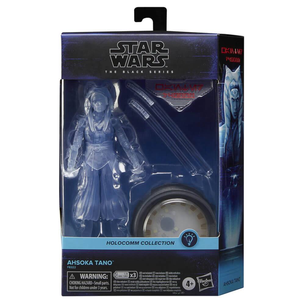 STAR WARS THE BLACK SERIES  
OKWYP  
740000 KLMY  
HOLOCOMM COLLECTION  
AHSOKA TANO  
F8322  

WARNING: CHOKING HAZARD - Small parts. Not for children under 3 years.  

4+  

AHSOKA TANO