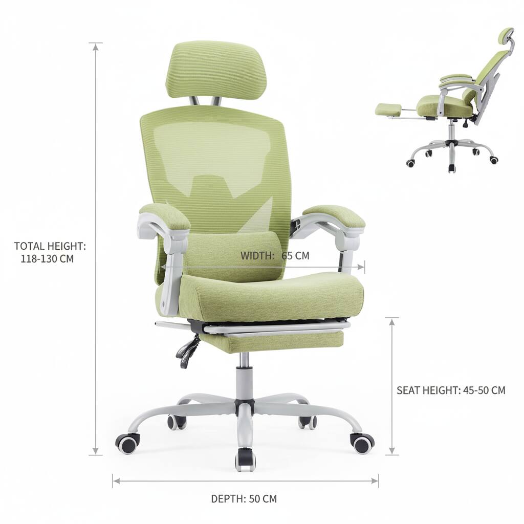 TOTAL HEIGHT: 118-130 CM  
WIDTH: 65 CM  
SEAT HEIGHT: 45-50 CM  
DEPTH: 50 CM