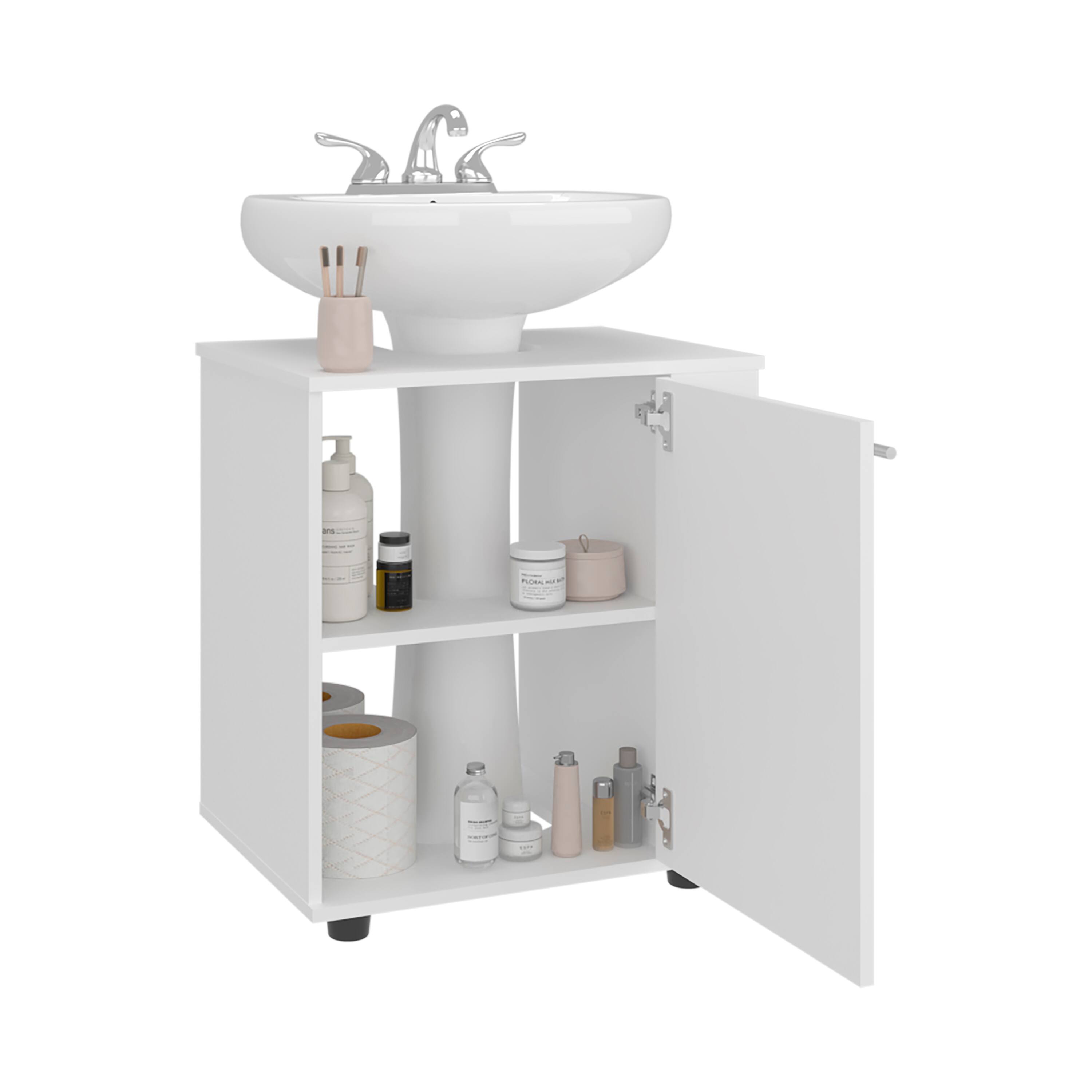 Alt View 4. TinyHomie - Phillips Freestanding Under Sink Cabinet Double Door Storage Open Back Wide Unit - White.