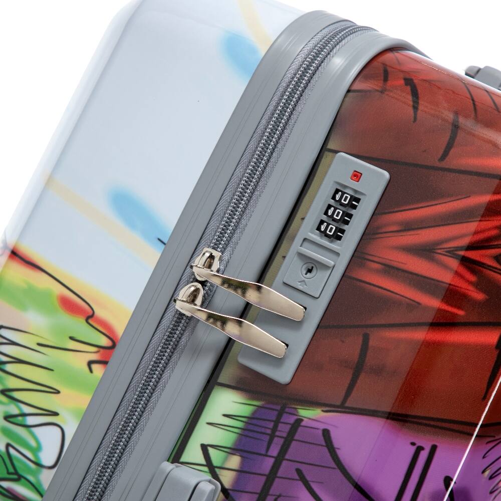 Alt View 10. Ropilly - Ropilly 3 Piece Luggage Set Iron Tower Printed Hard Shell Spinner Suitcase - Coffee.