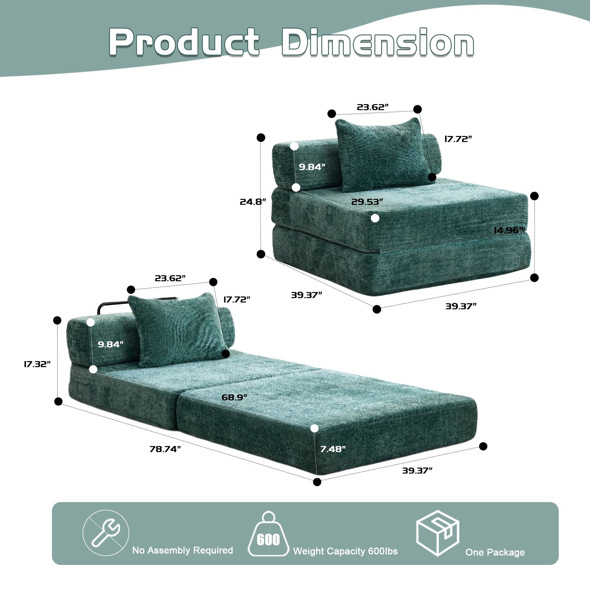 Product Dimension  
23.62" x 7.72" x 9.84"  
24.8" x 29.53" x 14.96"  
23.62" x 17.72" x 39.37"  
39.37" x 7.48" x 39.37"  
68.9" x 78.74" x 17.32"  

No Assembly Required  
600 lbs Weight Capacity  
One Package