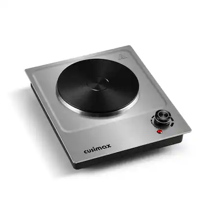 Front. Cusimax - Back to School Portable Countertop Burner, 1500W Electric Hot Plate with 11 Heat Levels for Dorm, Apartment & RV - Silver.