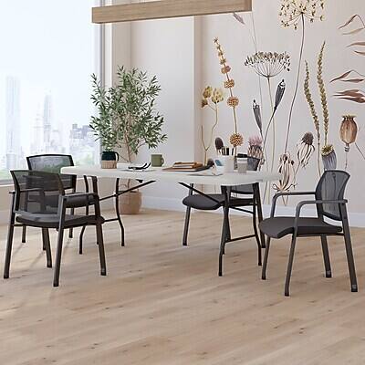 Alt View 6. Staples - 6' x 30" Heavy Duty Plastic Folding Table - White Granite.