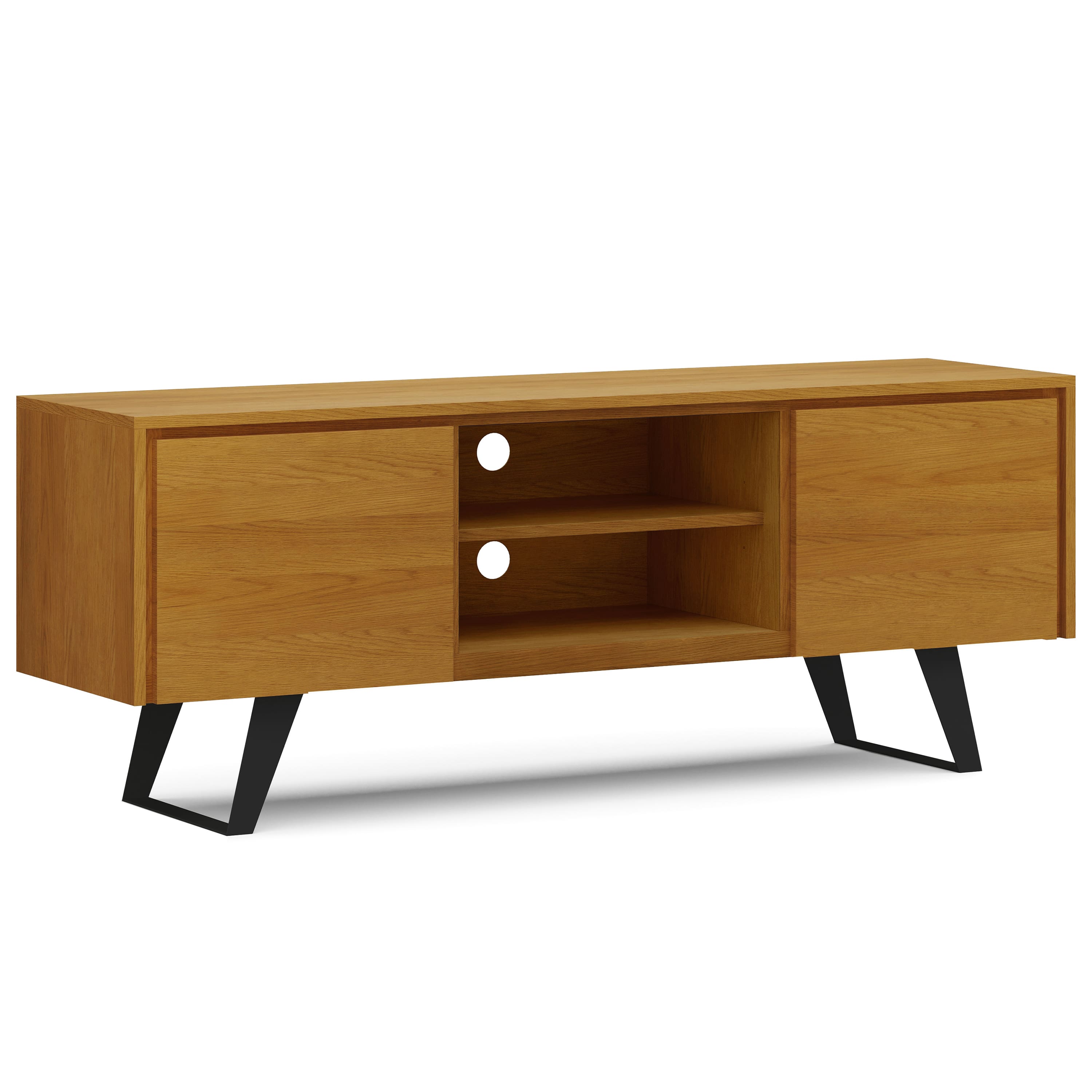 Simpli Home - Lowry TV Media Stand - Oak - Front_Zoom