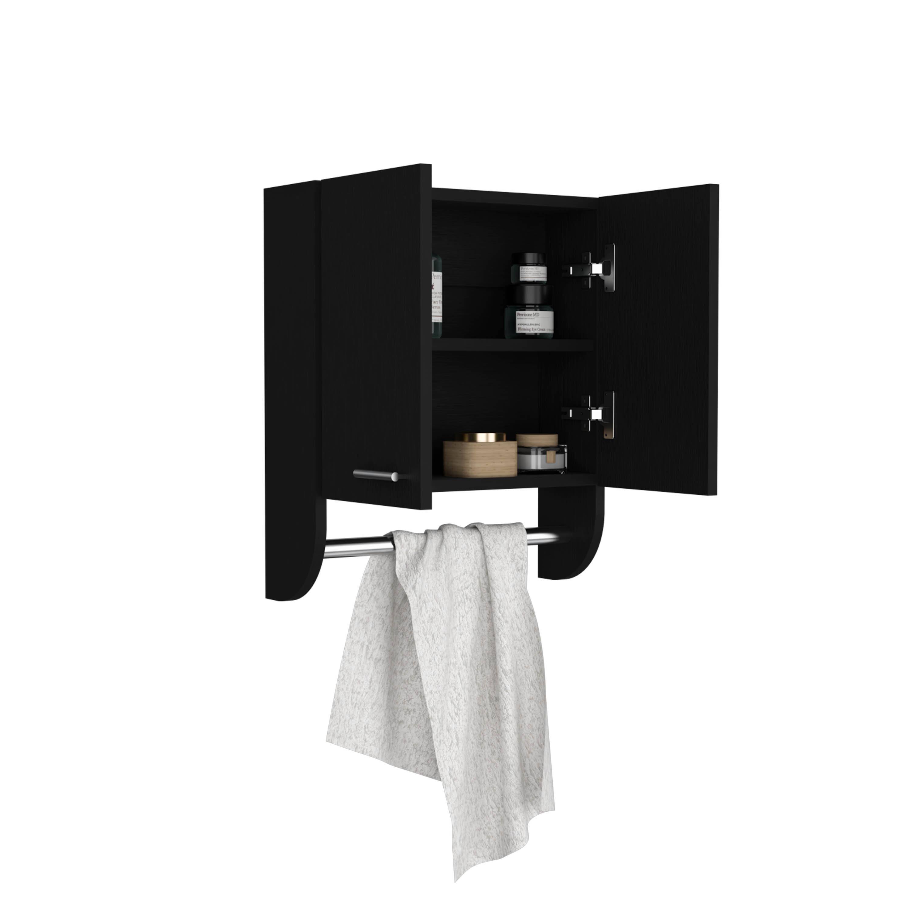 Alt View 1. TuHome - Optim Medicine Cabinet With Towel Holder 17.4" Wide Medice Cabinet Organizer With Two Interior Shelves And Tower Holder. - Black Wengue.