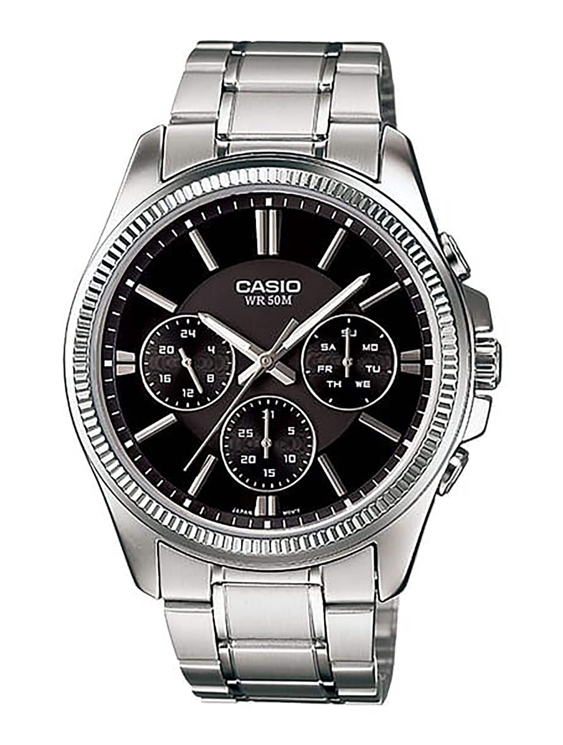 Casio - Enticer Stainless Steel Black Dial Quartz MTP-1375D-1AV Men's Watch - Analog