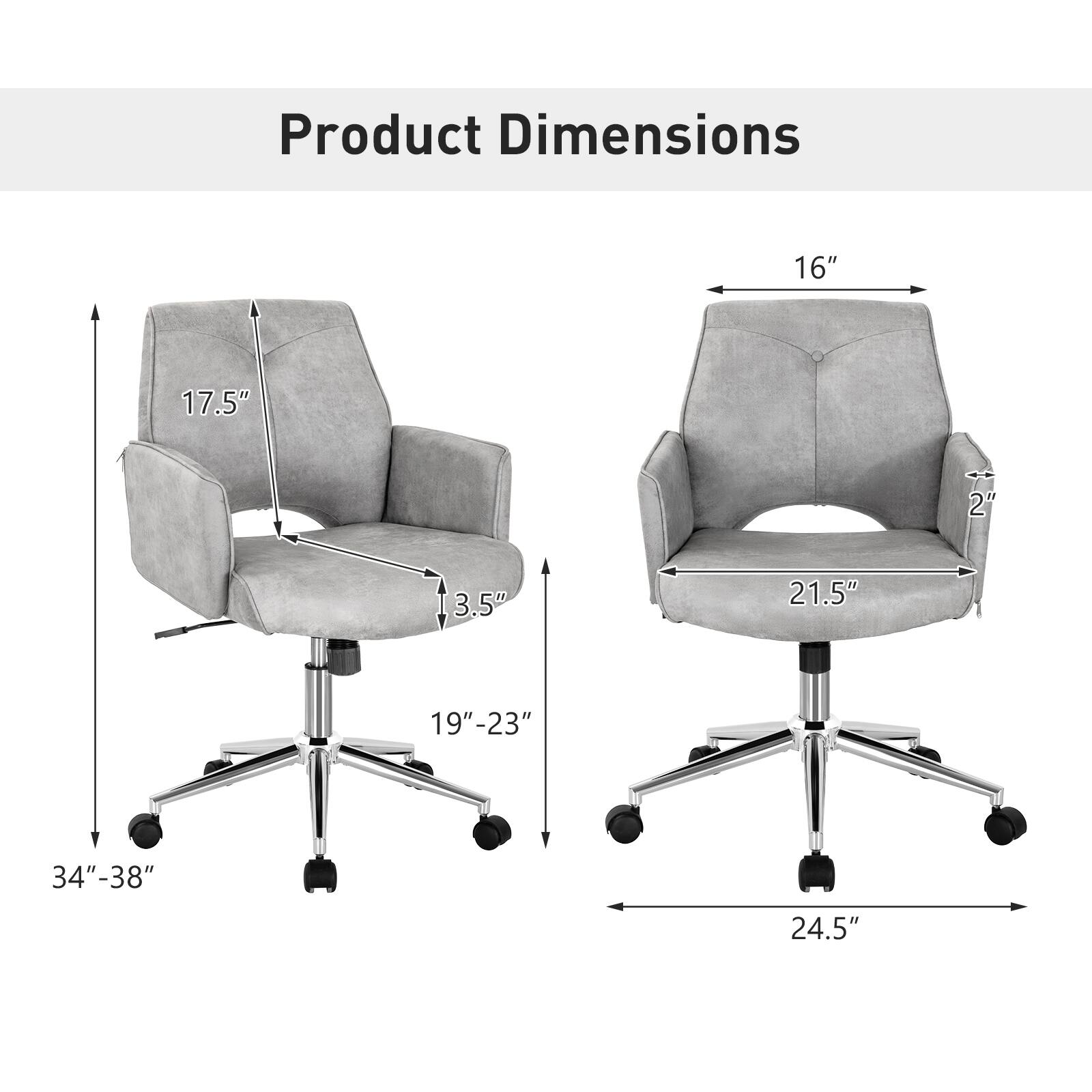 Product Dimensions: 16" x 17.5" x 2" x 3.5" x 21.5" x 19"-23" x 34"-38" x 24.5"