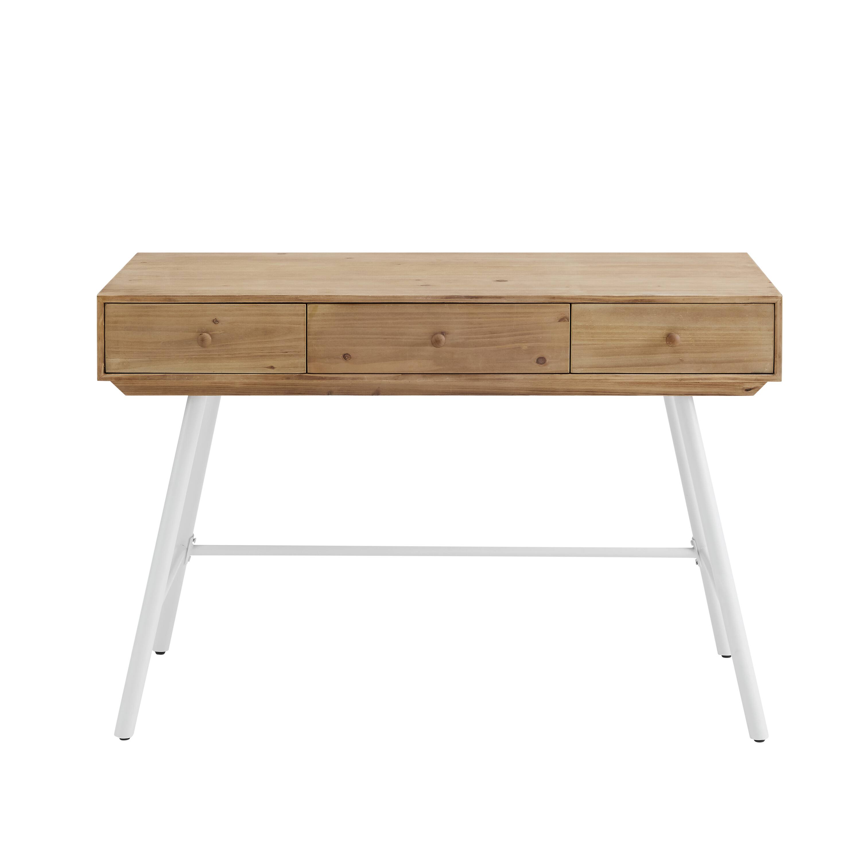 Angle. Linon Home Décor - Conners Contemporary 3-Drawer Desk - Natural.
