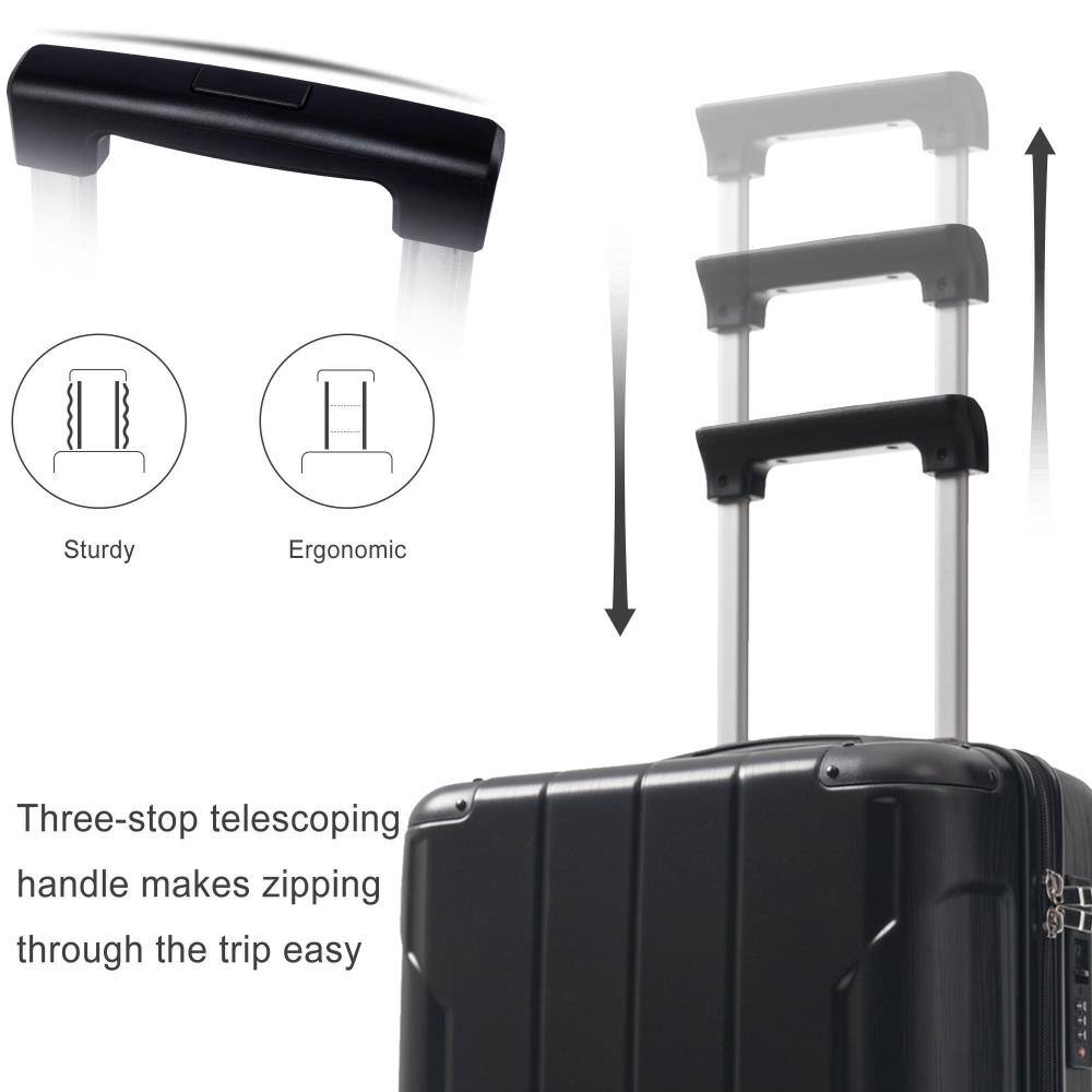Sturdy Ergonomic Three-stop telescoping handle makes zipping through the trip easy