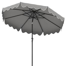 Costway - 9 FT Patio Umbrella 2-Tier Market Table Umbrella with Sun-Protective Canopy - Gray