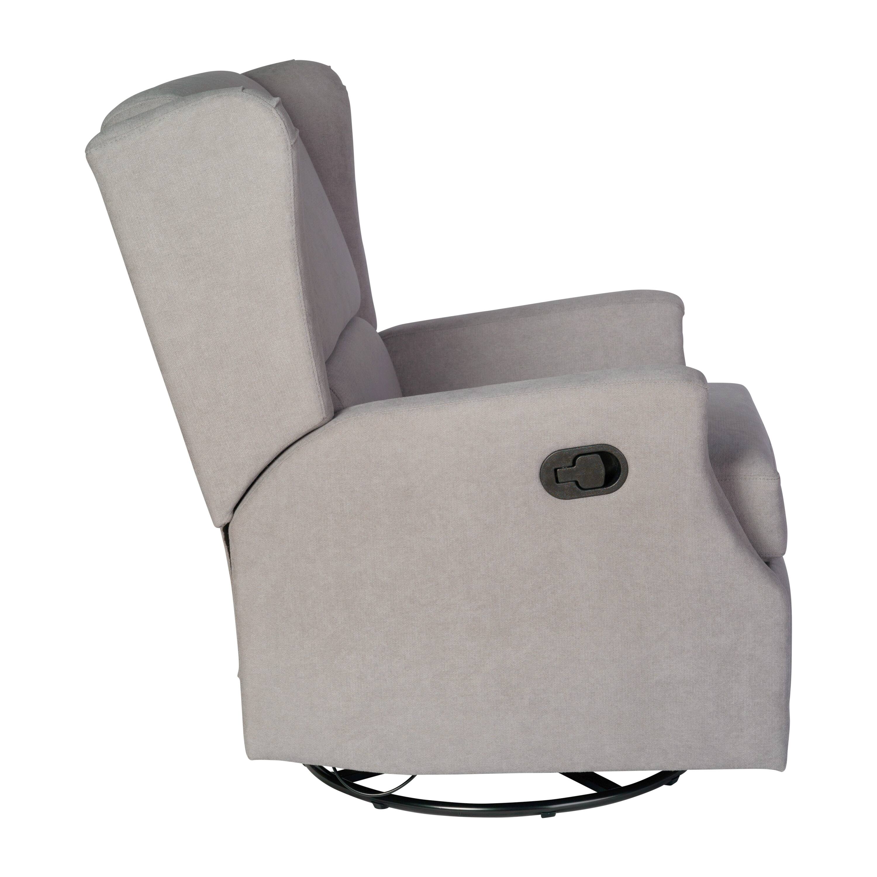 Alt View 8. Emma + Oliver - Wingback Manual Rocking Glider Recliner Chair with 360° Swivel - Light Gray.