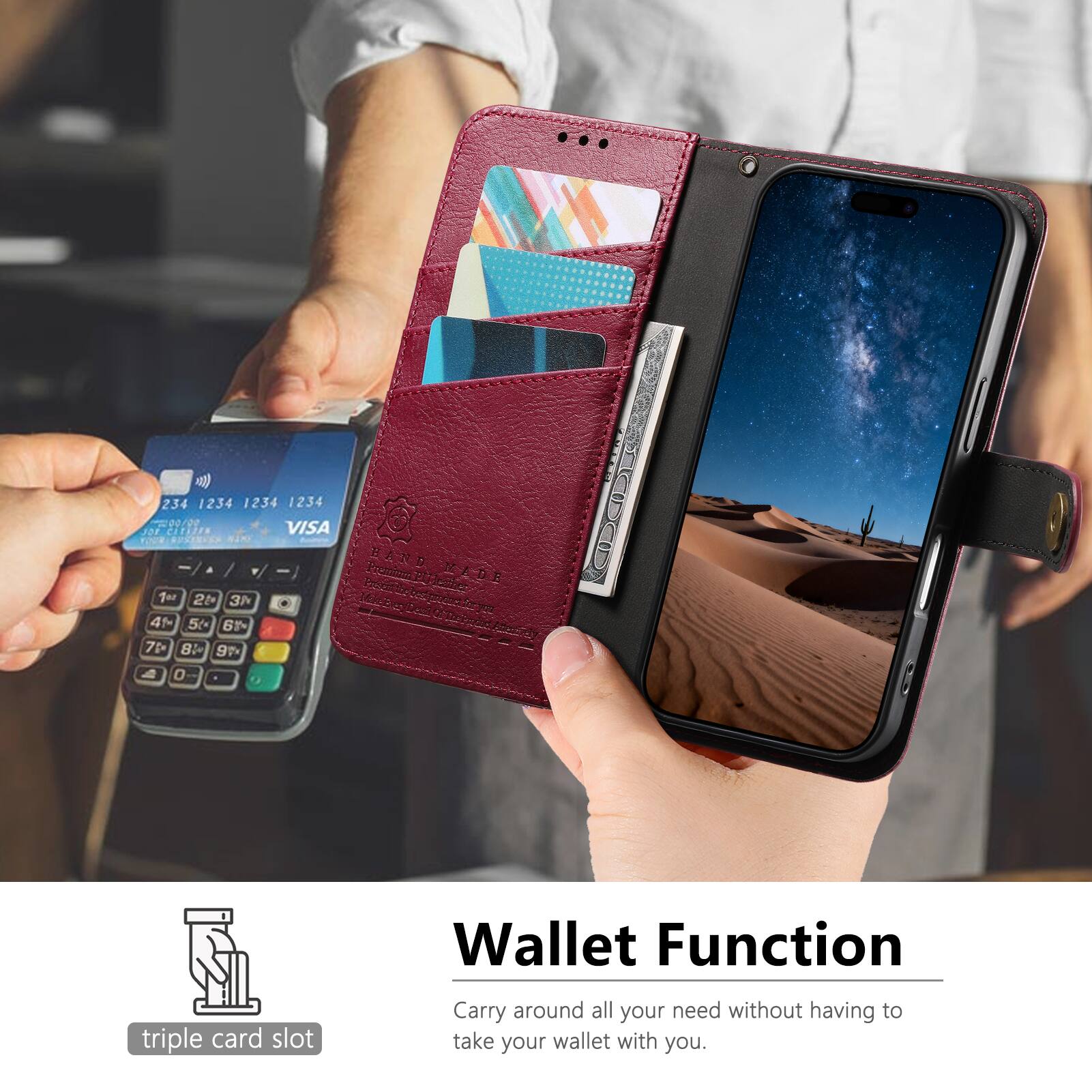 234 1234 1234 1234 00/00 CATIZEN VISA

Wallet Function
Carry around all your need without having to take your wallet with you.