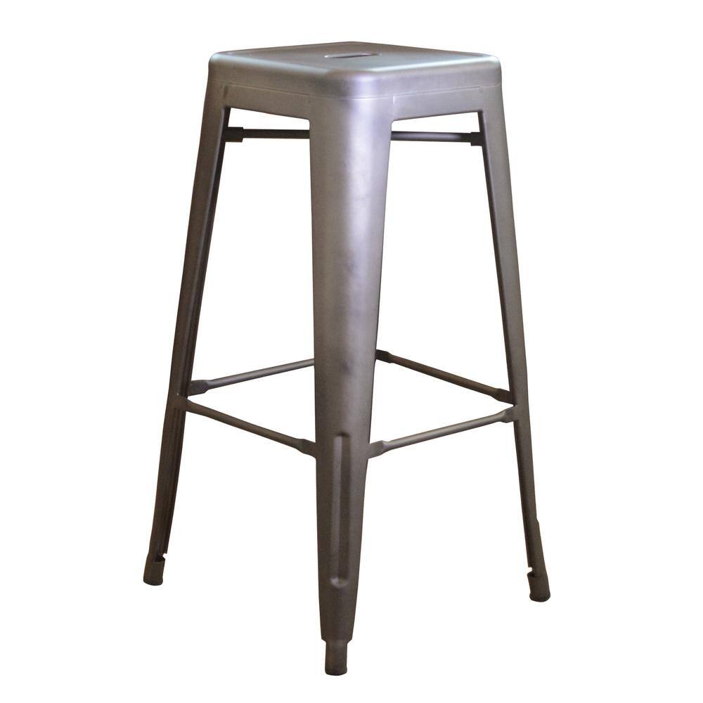 Left. AmeriHome - Loft 30 Inch Metal Bar Stool - 2 Piece - Gunmetal.