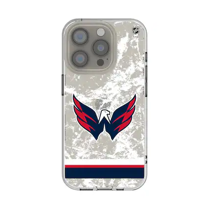 Front. Keyscaper - Washington Capitals iPhone Stripe Clear Ice Case - 15 Plus - Multicolor.