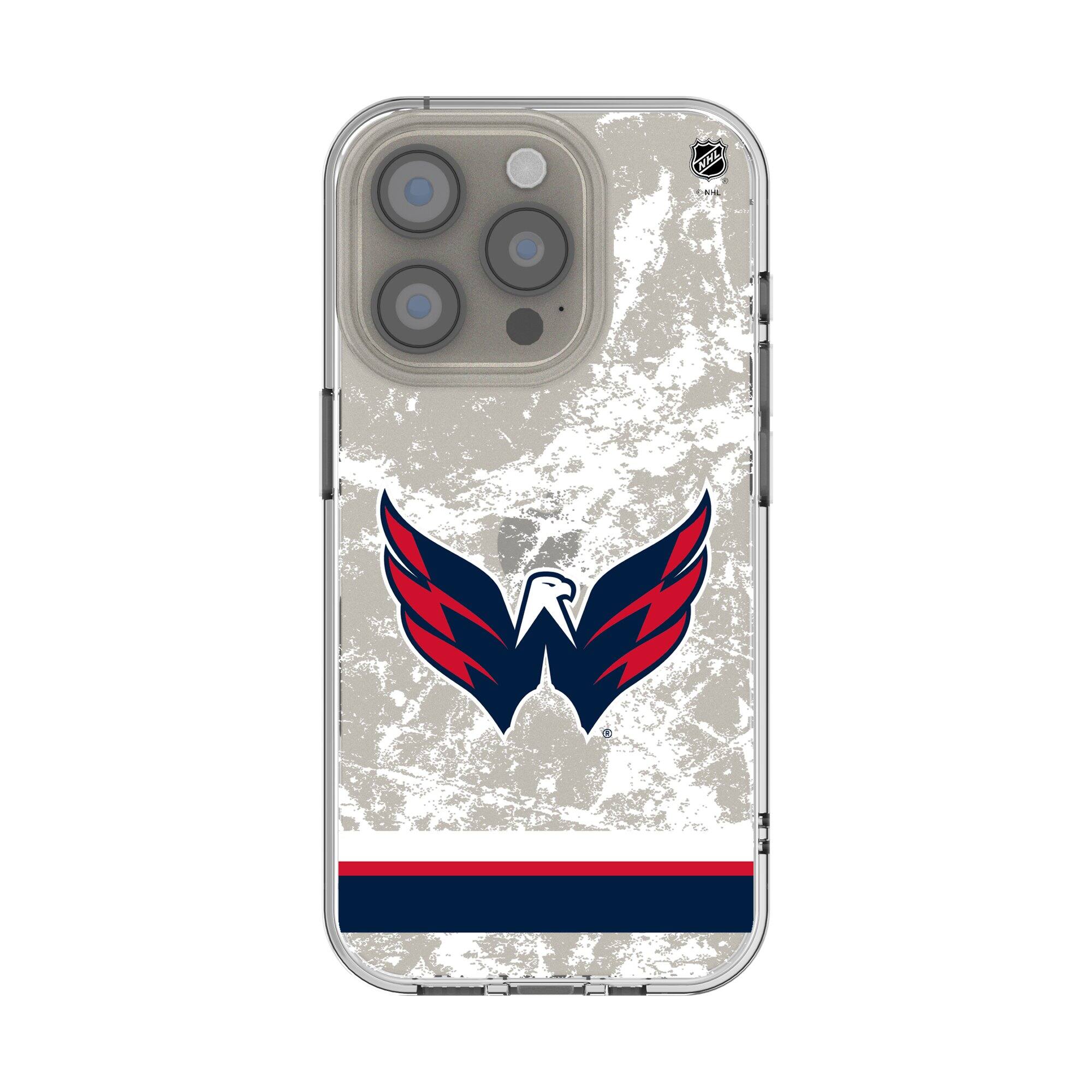 Front. Keyscaper - Washington Capitals iPhone Stripe Clear Ice Case - 15 Plus - Multicolor.
