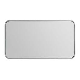 Elegant Decor - Contour Metal Rectangle Mirror 18x36 - Silver