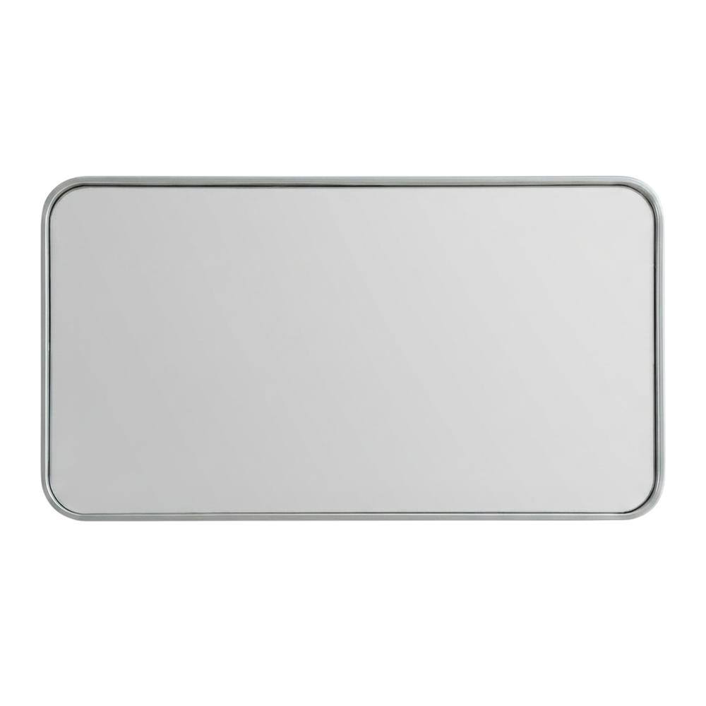 Elegant Decor - Contour Metal Rectangle Mirror 18x36 - Silver