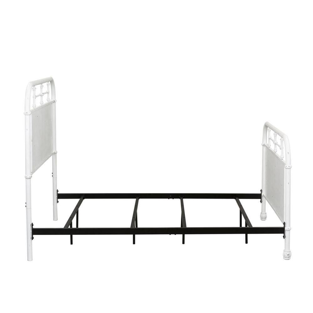 Back. Liberty Furniture Industries - Vintage Series Full Metal Bed - Antique White in Distressed Metal - Black.