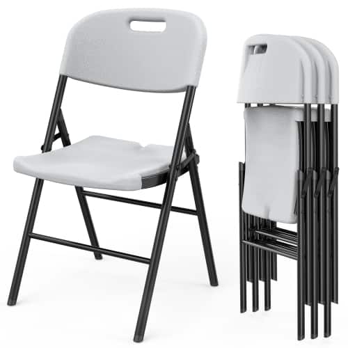 Winado - 4PCS Portable Folding Chairs, Heavy Duty Chairs, Plastic Seat with Steel Frame for Indoor Outdoor Dinning Party Wedding - White