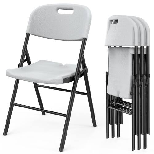 Winado - 4 PCS Commercial Contoured In/Outdoor Portable Plastic Folding Chairs Steel Frame - White