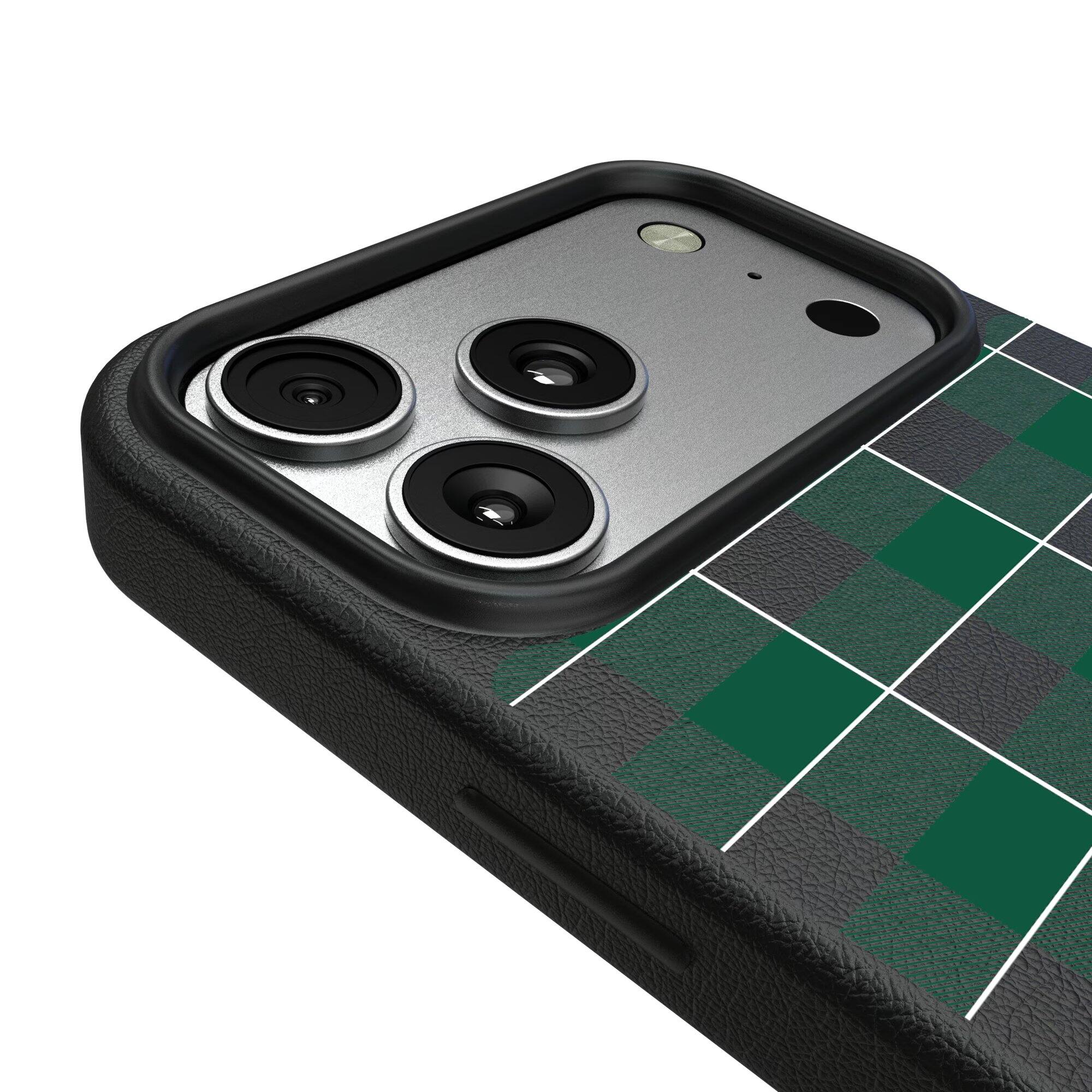 Alt View 2. Keyscaper - Plaid Magnetic Bump iPhone Case - 17 Pro - Black.