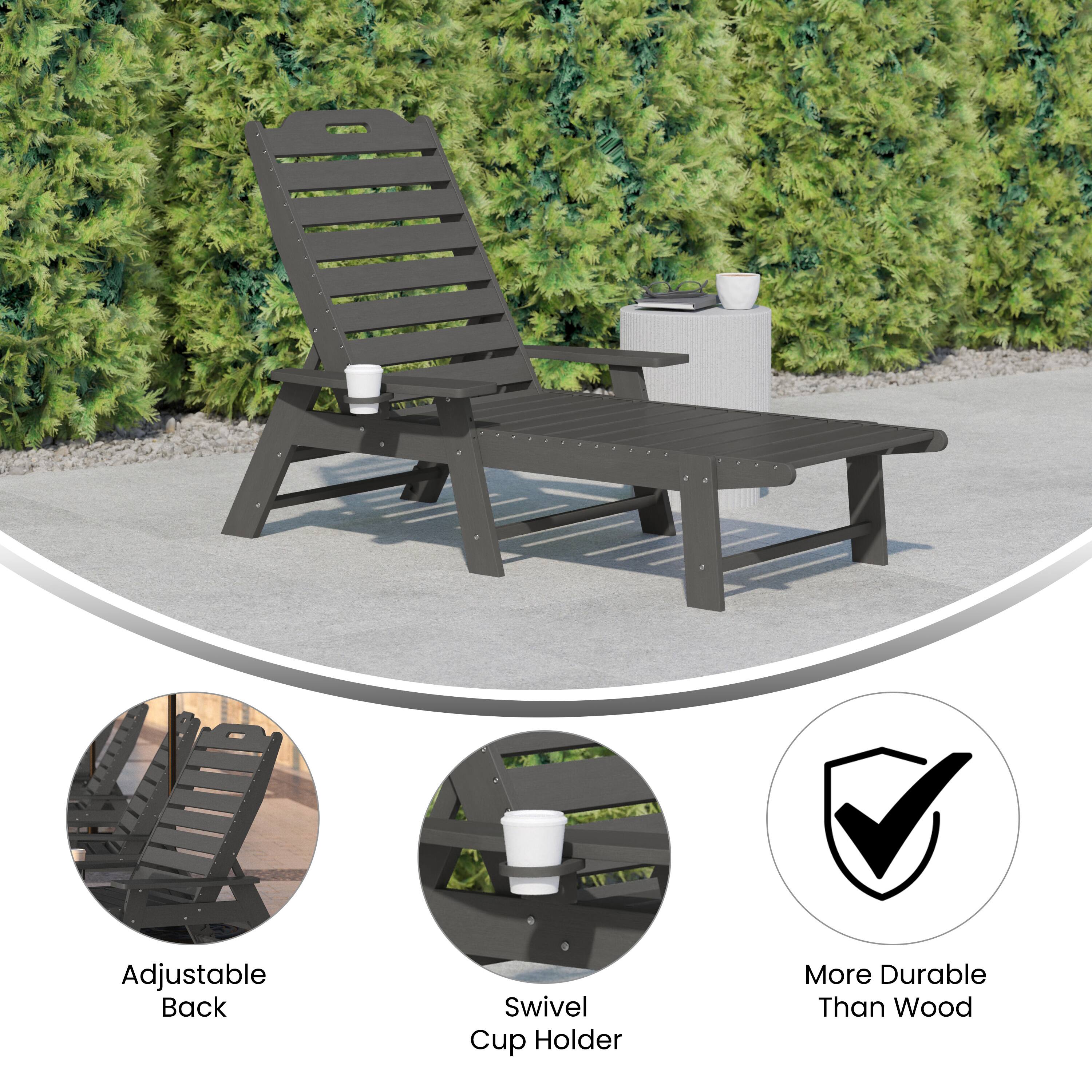 Adjustable Back  
Swivel Cup Holder  
More Durable Than Wood