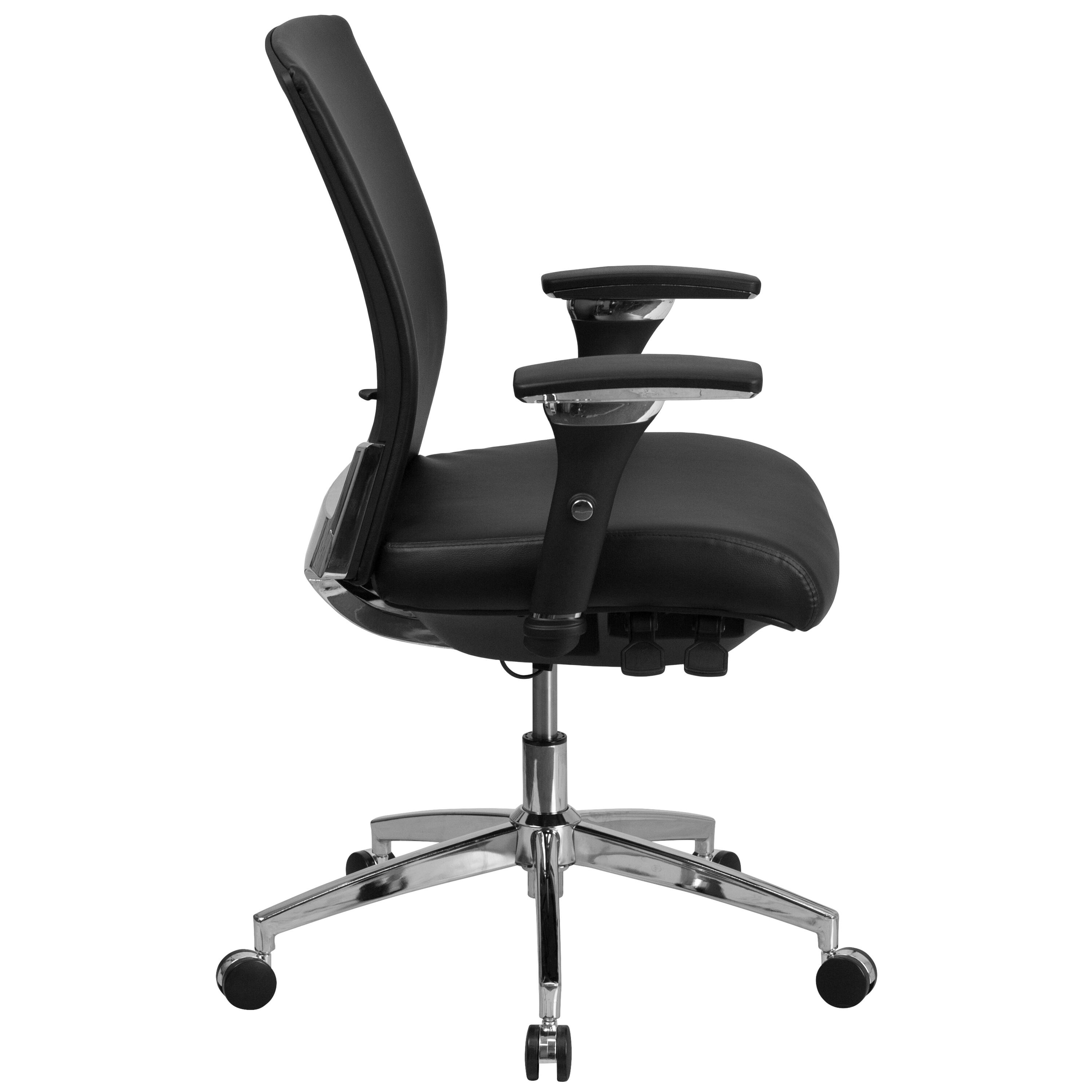 Alt View 3. Emma + Oliver - 24/7 300 lb. Rated Seat Slider Ergonomic Office Chair with Adjustable Lumbar - Black LeatherSoft.