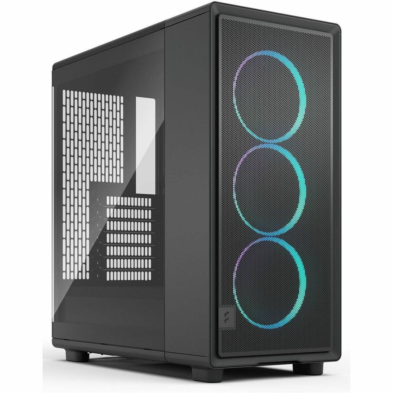Left. Fractal Design - Fractal Design Epoch Black RGB - Tempered Glass, High Airflow, Mesh Front, 3 RGB Fans, Spacious ATX/mATX/ITX Case - Black.