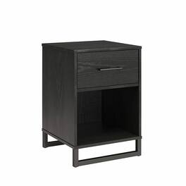 Hivvago - Modern 1-Drawer Bedroom Nightstand Wood Finish with Metal Legs - Black