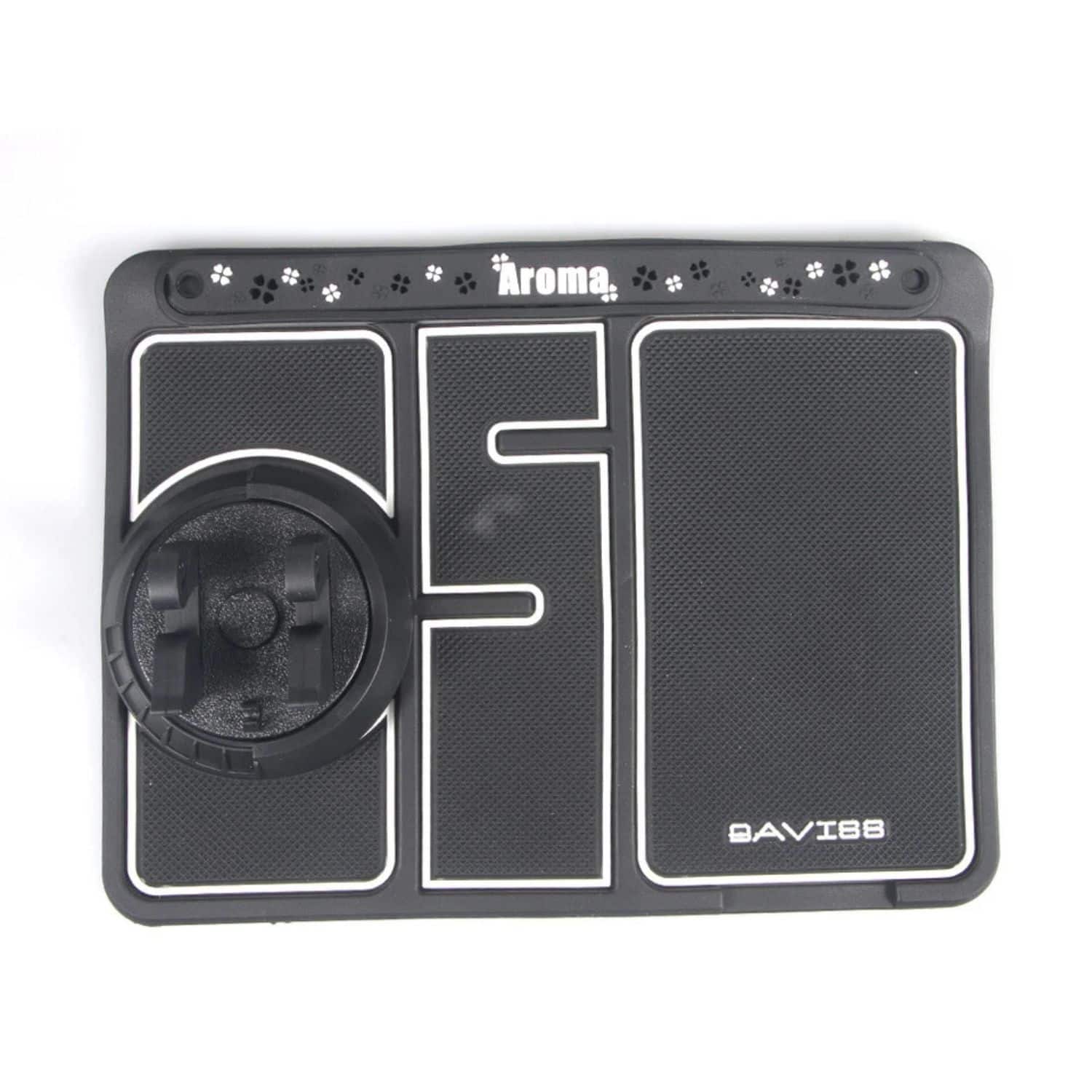 Stock Preferred - 4-in-1 Luminous Non-Slip Car Phone Pad with 360° Rotating Holder, Parking Number Display Universal Dashboard Mount - Black & White (Luminous Glow)