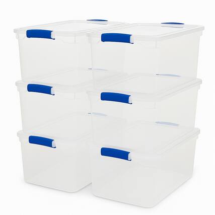 Front. Homz - Homz 66 Quart Heavy Duty Modular Stackable Storage Containers, Clear, 6 Pack - Clear.