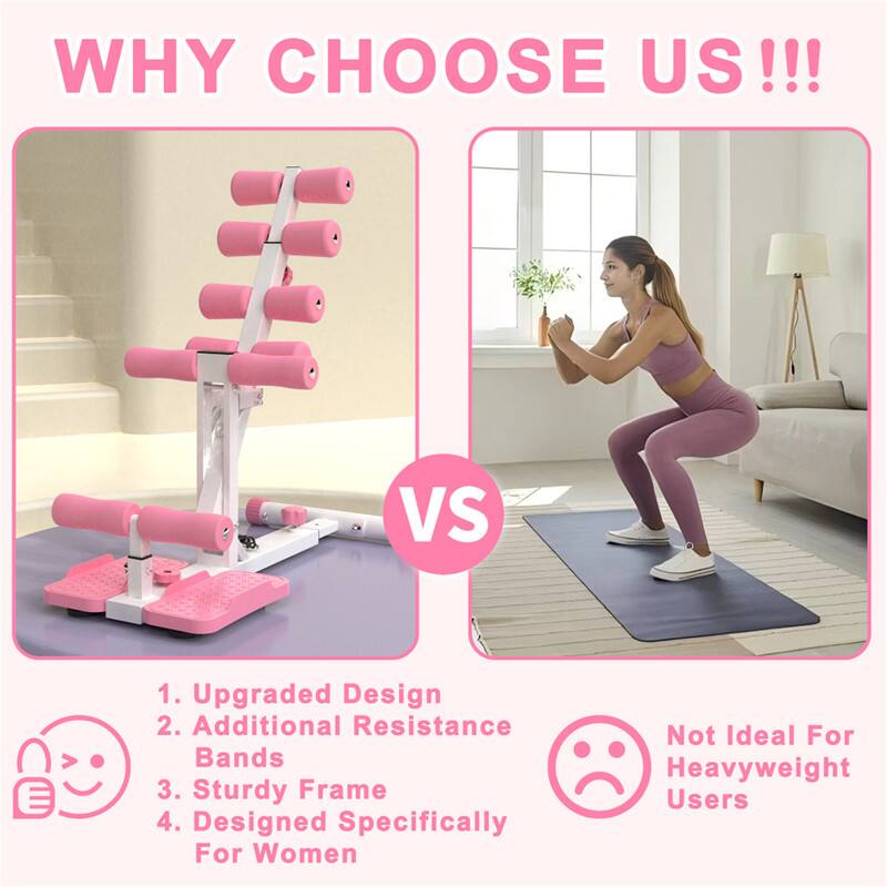 WHY CHOOSE US!!!

1. Upgraded Design
2. Additional Resistance Bands
3. Sturdy Frame
4. Designed Specifically For Women

Not Ideal For Heavyweight Users