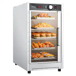 VEVOR - Electric Hot Box Food Warmer, 5-Tier Commercial Warming Cabinet with Water Tray, Glass Door and Adjustable Shelves - Silver
