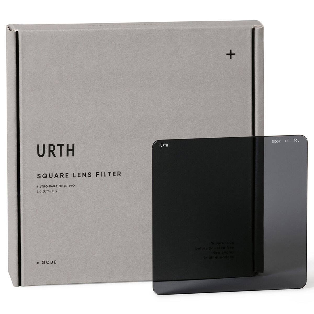 URTH  
SQUARE LENS FILTER  
FILTRO PARA OBJETIVO  
レンズフィルター  

ND32 1.5 20L  

x GOBE  

Square it up before you leap free  
New amplitudes in all directions