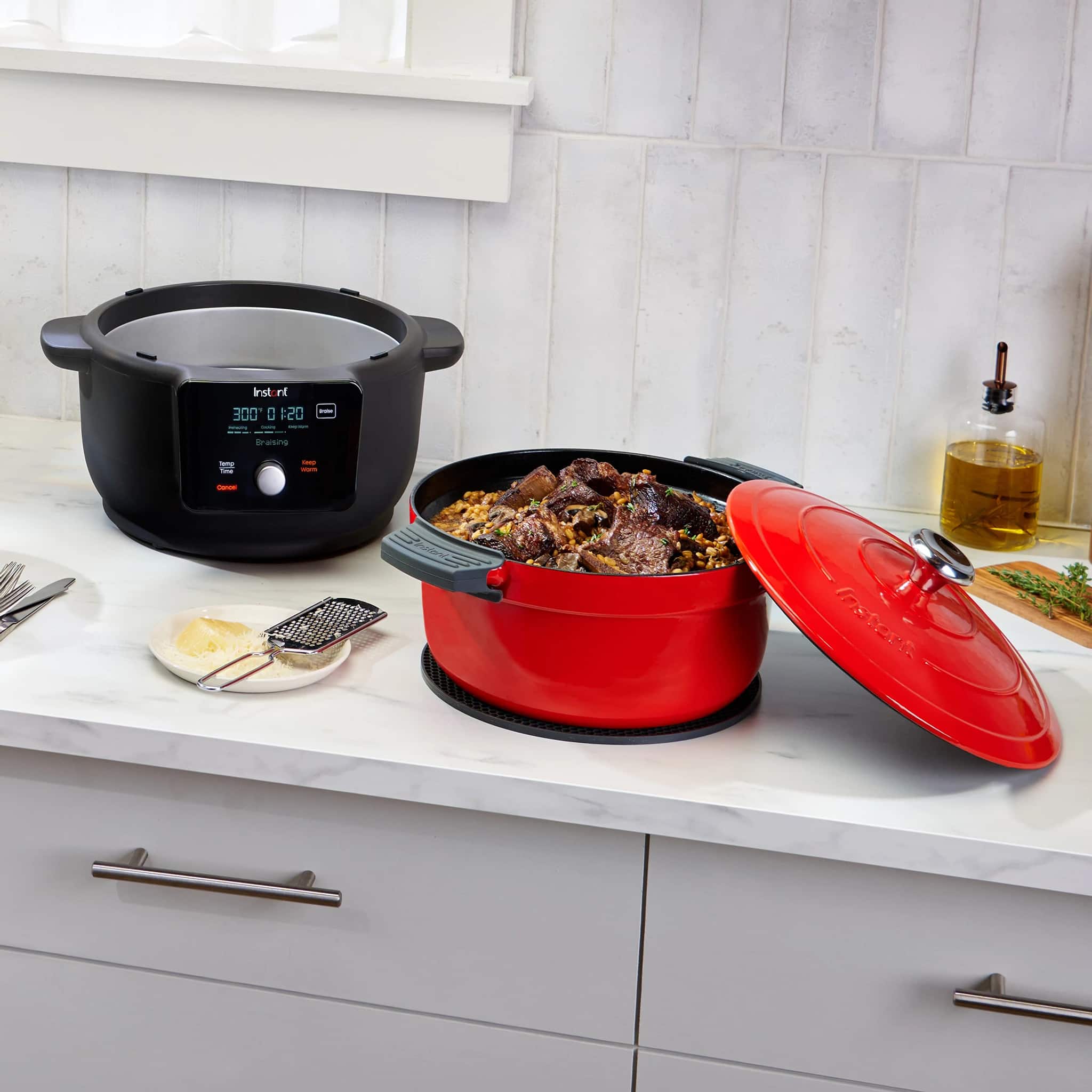 Alt View 11. Instant Pot - Precision 5-in-1 Electric Dutch Oven - Cast Iron - Red.