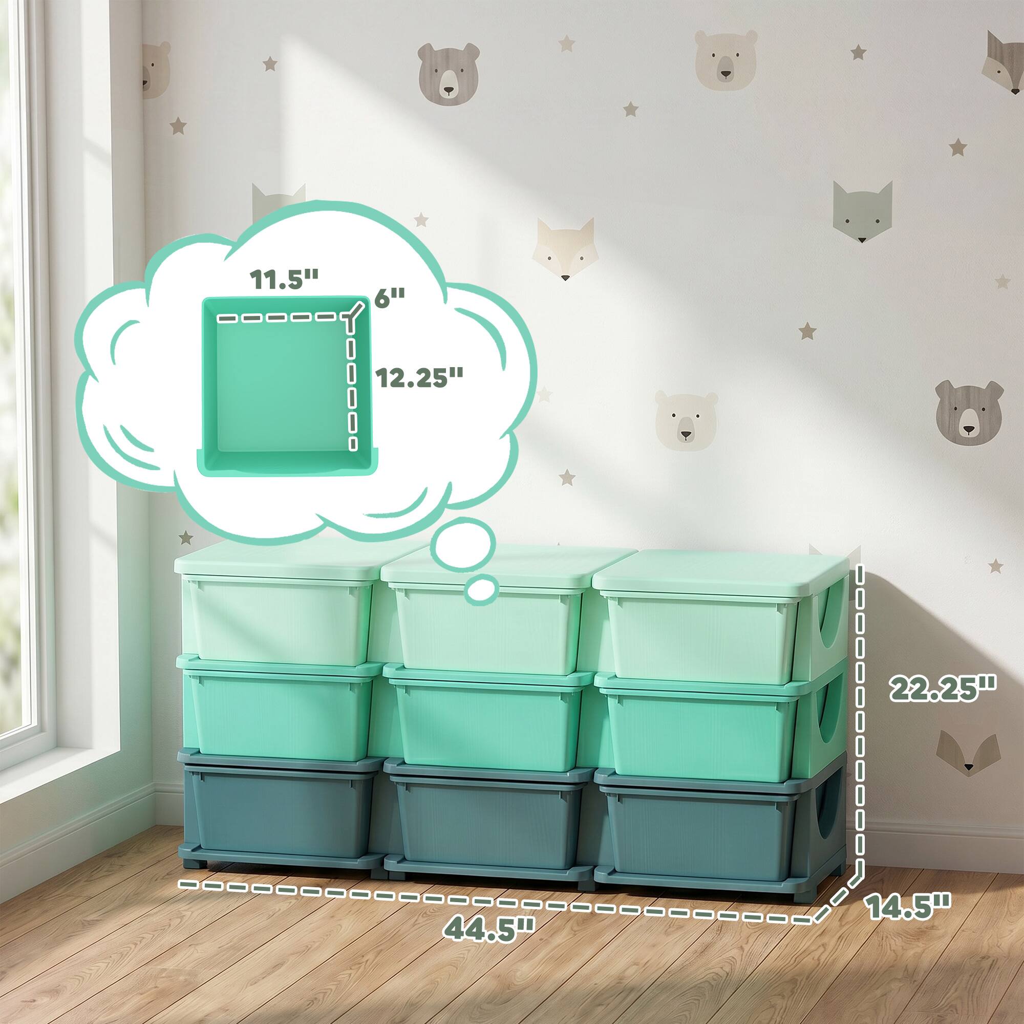 11.5" x 6" x 12.25"  
22.25" x 44.5" x 14.5"